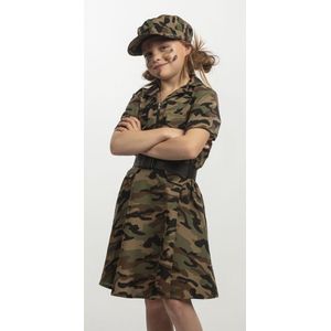 Leger kostuum voor meisjes - camouflage jurk maat 152 - verkleedkleding