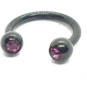 Zwart Met Steentjes - Neus / Septum / Helix Piercing