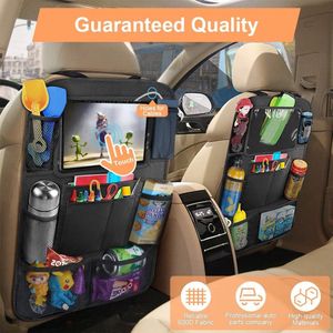 Autostoel Organizer, 1Stuck Zwart 600D Waterdichte Oxford-stof Auto Achterbank Organizer, Autoorganisator met Aanraakbare Tablethouder 8 Mesh-vakken, Geschikt Het Opbergen van Kinderspeelgoed (1stuck)