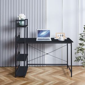 Lina® Computertafel - 4Lades - Industriele Zwarte Bureau- 120x60x121cm