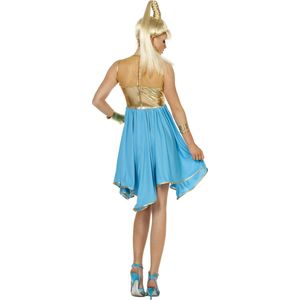 Wilbers & Wilbers - Griekse & Romeinse Oudheid Kostuum - Griekse Godin Venus - Vrouw - Blauw, Goud - Maat 46 - Carnavalskleding - Verkleedkleding