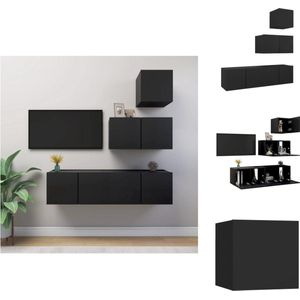 vidaXL Hangende TV-meubelset - Spaanplaat - Zwarte kleur - Verschillende maten - Eenvoudig te reinigen - Kast