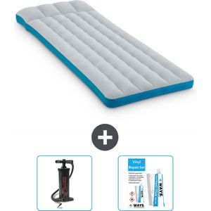 Intex Campingmat - Twijfelaar - 72 x 189 x 20 cm - Blauw - Inclusief Pomp en Reparatieset