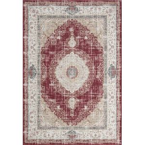 Laagpolig Vintage Vloerkleed Edessa Rood-240 x 340 cm