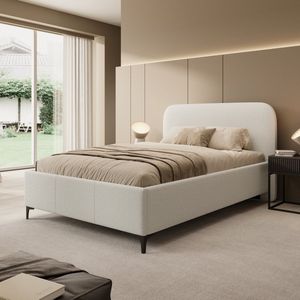 Meubella - Tweepersoonsbed Helsink - Beige - Teddystof