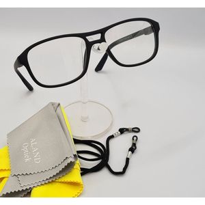 Leesbril +2,0 / Unisex bril / bril op sterkte / zwart 01245 / Leuke trendy unisex montuur met microvezeldoekje en koord / veerscharnier / lunette de lecture +2.0 / leesbril met doekje / Lunettes / Aland optiek