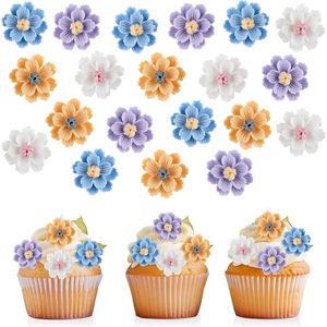 20 stks Kleurrijke 3D Bloem Cake en Cupcake Toppers - Bruidsverloving Verjaardagsfeest Decoraties