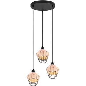LED Hanglamp - Hangverlichting - Torna Bera - E27 Fitting - 3-lichts - Rond - Bruin - Aluminium