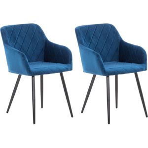 CLP Shila Set van 2 eetkamerstoelen - blauw Fluweel