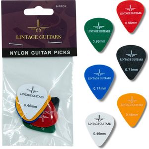 Plectrum Nylon Vintage-mix 6-pack - 0.46 t/m 1.5 mm - Lintage Guitars - Plectrum Set