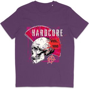 Heren Dames Muziek T Shirt - Hardcore Skull - Paars - XL