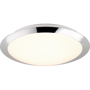 LED Plafondlamp - Badkamerlamp - Torna Hambert - 12W - Natuurlijk Wit 4000K - Spatwaterdicht IP44 - Rond - Mat Chroom - Kunststof