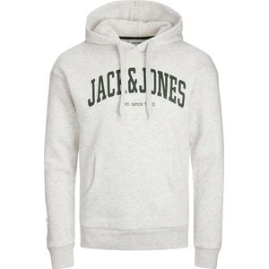 JACK & JONES Josh sweat hood regular fit - heren hoodie katoenmengsel met capuchon - wit melange - Maat: L