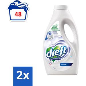 Dreft Universal - Vloeibaar Wasmiddel - Witte Was - Met Natuurlijke Ingrediënten - 24 Wasbeurten - Voordeelverpakking - 2 stuks