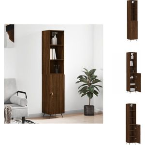 vidaXL Hoge kast - Bruineiken - Bewerkt hout - 34.5 x 34 x 180 cm - Keukenkast