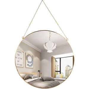 Ronde gouden geometrische vintage hangende wandspiegel met ketting voor badkamer slaapkamer woonkamer 15,7 inch Vertaling: Ronde gouden geometrische vintage hangende wandspiegel met ketting voor badkamer slaapkamer woonkamer, 15,7 inch.