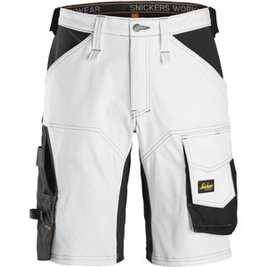Snickers 6153 AllroundWork, Stretch Loose fit Korte Werkbroek - Wit/zwart - 44