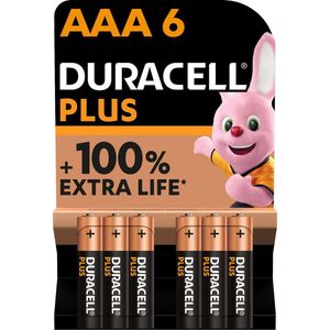 Duracell Plus Alkaline AAA-alkalinebatterijen - 6 stuks