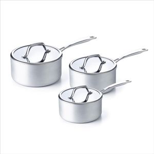 Brabantia Technopro Steelpannenset - Glazen deksels -3 delig - Zilver