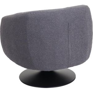 Loungestoel MCW-J76, draaibare cocktail fauteuil, bouclé stof metaal ~ donkergrijs