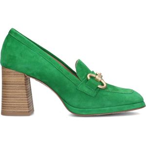 Manfield - Dames - Groene suède loafer pumps - Maat 38