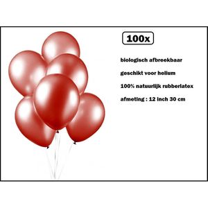 500x Luxe Ballon pearl rood 30cm - biologisch afbreekbaar - estival feest party verjaardag landen helium lucht thema