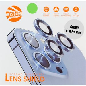 Geschikt Voor iPhone 11 Pro Max Camera Lens Protector - Groen - Eenvoudige Installatie - Camera Protector iPhone 11 Pro Max - Roestvrij Staal - Gehard Glas - Screenprotector