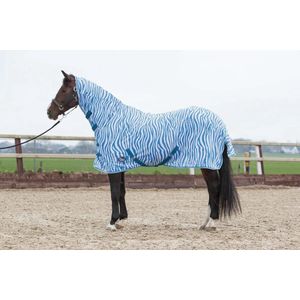 Harry's Horse Vliegendeken mesh met hals & singels, zebra medival blue 155cm