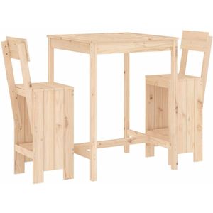 vidaXL Tuinbarset - Massief Grenenhout - 3-delig Houten Barset - Tuinset - Bartafel - Barkrukken - Buitendecoratie