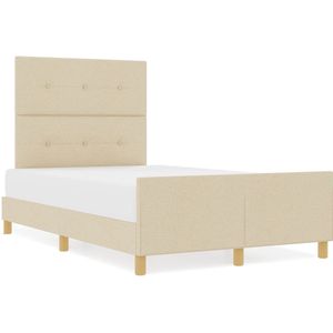 vidaXL - Bedframe - in - Crème, - 120x190 - cm, - Gemaakt - van - Stof