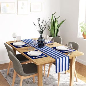 Goodivery ® Stijlvolle Tafelset Met Vier Placemats En Een Tafelloper In Blauw