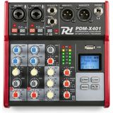 Mengpaneel - Power Dynamics PDM-X401 - 4 kanaals mixer met Bluetooth en mp3 speler - Fantoomvoeding - Echo processor - Ideaal voor zang, podcast, etc.