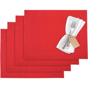 Set van 4 placemats, 42 x 32 cm, synthetisch weefsel, rood, Saleen-collectie