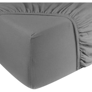 DoubleDry Hoeslaken Jersey 100% Katoen - Tweepersoons 140x200 cm - Zacht & Huidvriendelijk - Rondom Elastiek - Grijs