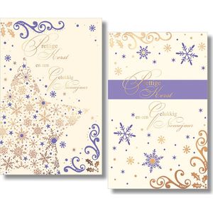 MGPcards - 2 doosjes à 10 Luxe dubbele wenskaarten - Kerst/Nieuwjaar - Foliebewerking - Witte envelop - 10.5 x 16 cm - 2 Motieven per doosje