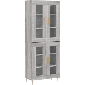 vidaXL - Hoge - kast - 69,5x34x180 - cm - bewerkt - hout - grijs - sonoma - eikenkleurig