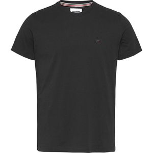 Tommy Jeans - Heren Tee SS Flag Slim Fit Shirt - Zwart - Maat XL