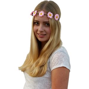 4 bloemenhaarbandjes - Roze - Hippie/ Flower Power