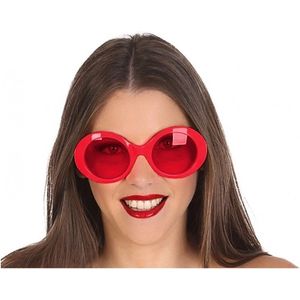 2x stuks rode ronde dames verkleed zonnebril - Hippie/Sixties stijl