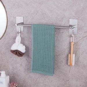 Towel holder without drilling towel bar self-adhesive bath towel holder made of stainless steel with 2 hooks, for bathroom and kitchen, 30 cm