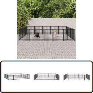 vidaXL Hondenkennel - Buitenkennel 23,52 m² - Staal Hondenhok - Hondenkennel - Buitendogshelter - Metalen Hondenhok - Hondenverblijf