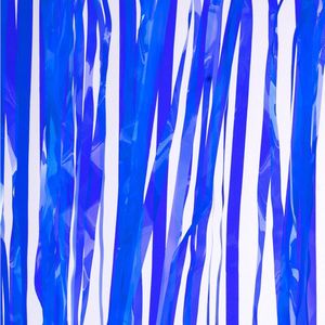 Transparant folie deurgordijn blauw 200 x 100 cm - Feestartikelen/versiering - Tinsel deur gordijn