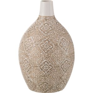 J-Line vaas Wabi Rond - porselein - beige/wit