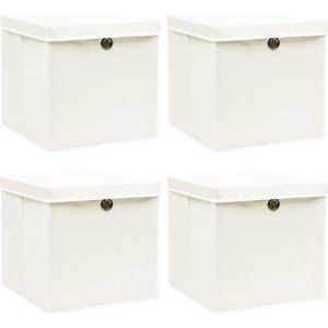 vidaXL-Opbergboxen-met-deksel-4-st-32x32x32-cm-stof-wit