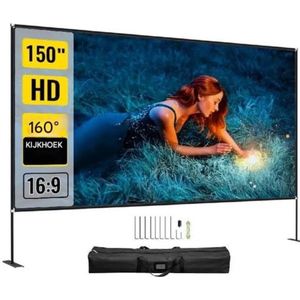 150 Inch XXL Projectorscherm - 4K Full HD - 16:9 Formaat - Inclusief Standaard