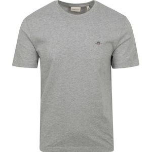 Gant - T-shirt Shield Logo Grijs - Heren - Maat XXL - Regular-fit