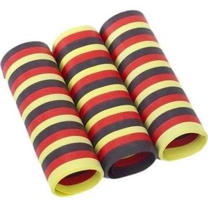 3x rolletjes serpentine rollen zwart/rood/geel van 4 meter - Belgie/Duitsland vlag kleuren