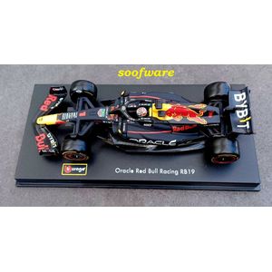 Nieuw - Burago - F1 - Red Bull Racing - RedBull - RB19 - #1 - Max Verstappen formule 1 seizoen 2023 - kampioen - !!! - Formule 1 - modelauto - schaalmodel - 1:43 - met helm