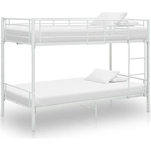 The Living Store Stapelbed Metaal - 208 x 96 x 150 cm - Wit - 90 x 200 cm