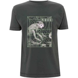 Pixies - Monkey Grid Heren T-shirt - L - Grijs